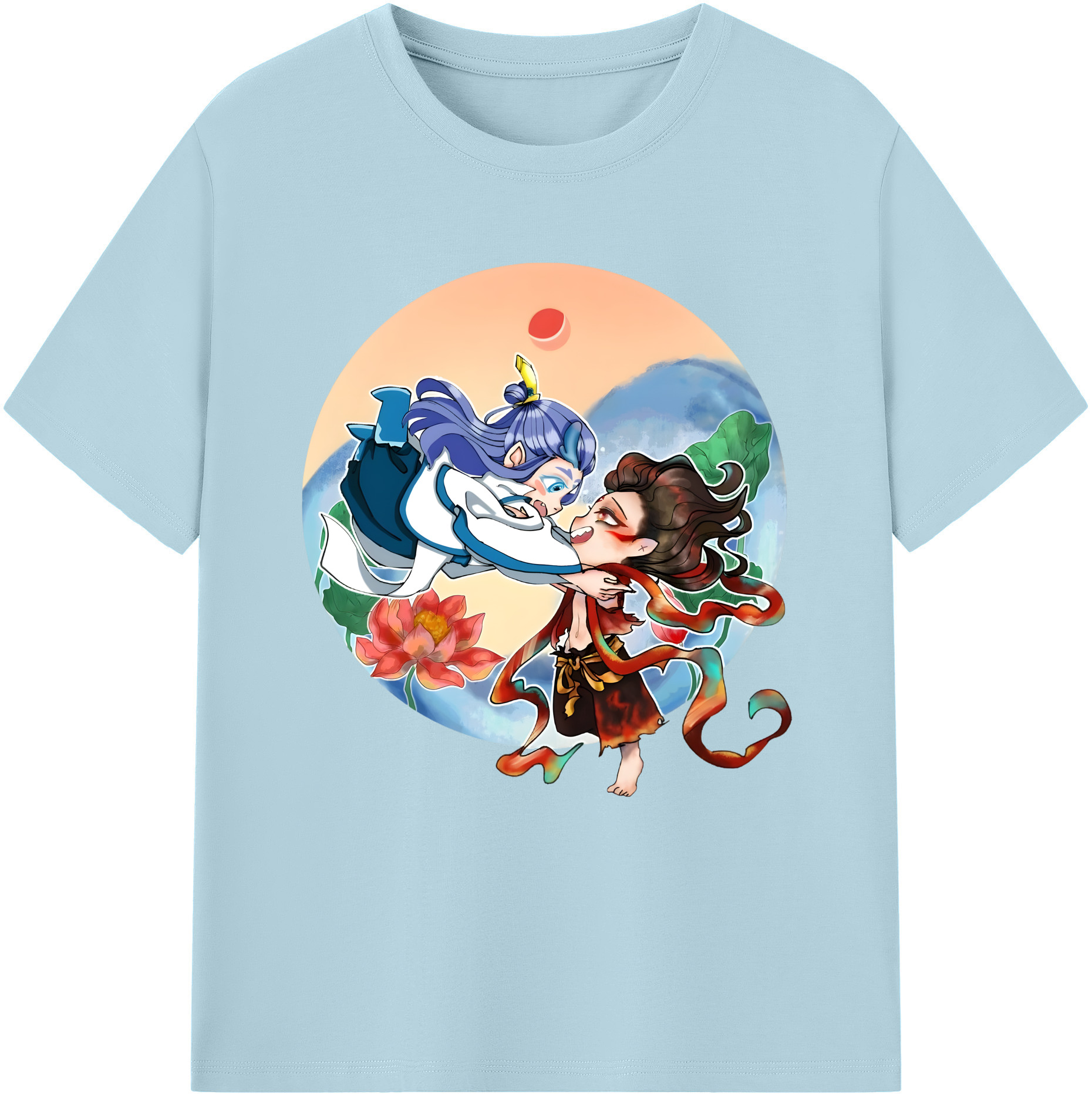 （画像用） Ne Zha 2 ナタ 魔童の大暴れ 綿100％半袖Tシャツ（フロントプリント）